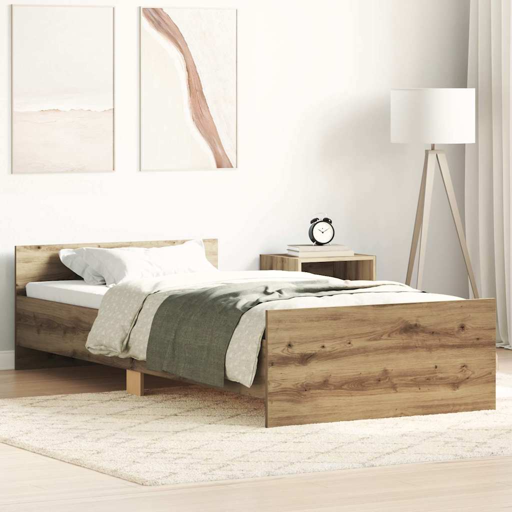 Bed Frame without Mattress Artisan Oak 100x200 cm Engineered Wood